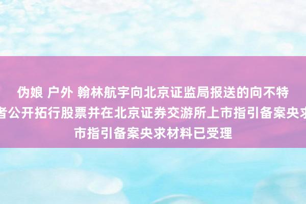 伪娘 户外 翰林航宇向北京证监局报送的向不特定及格投资者公开拓行股票并在北京证券交游所上市指引备案央求材料已受理