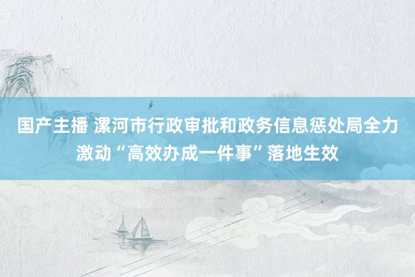 国产主播 漯河市行政审批和政务信息惩处局全力激动“高效办成一件事”落地生效