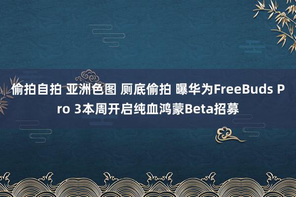 偷拍自拍 亚洲色图 厕底偷拍 曝华为FreeBuds Pro 3本周开启纯血鸿蒙Beta招募