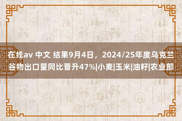 在线av 中文 结果9月4日，2024/25年度乌克兰谷物出口量同比晋升47%|小麦|玉米|油籽|农业部